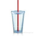 plastic cup/mug with lid and straw
